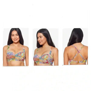 Bleu Rod Beattie Bohemian Paradise Shirred Convertible Bikini Top Size 34DD